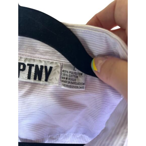 PTNY Vintage Women's Blouse Cat Embroidered Button Up Purple Striped Size Large - Picture 7 of 10